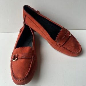 UGG Australia Women's Size 7 Orange Nubuck Leather Driving Loafers Moccasins